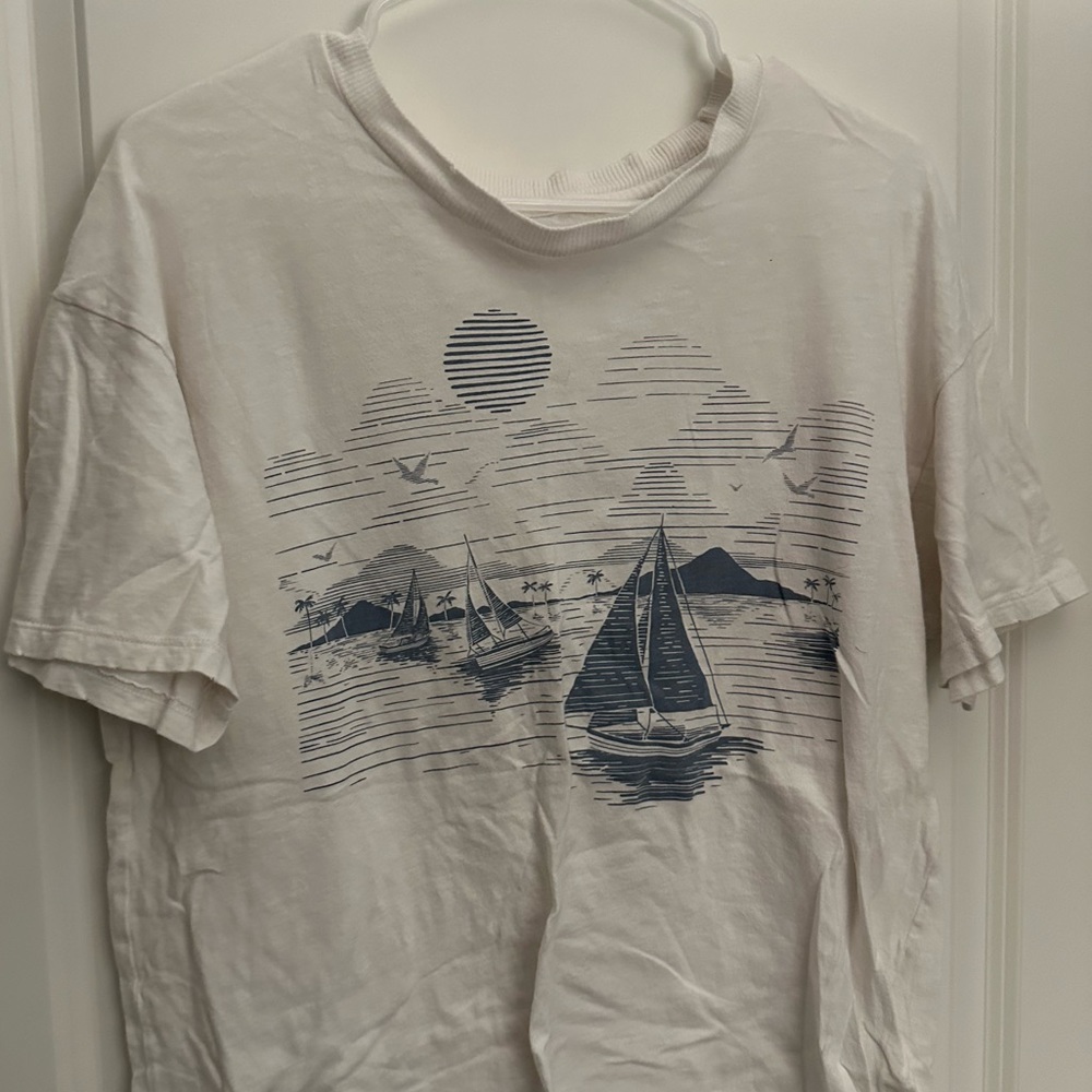 american eagle white sail boat tee